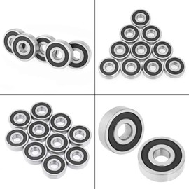 10pcs Bearing Rubber, 6200-2RS Double Rubber Sealed Steel Deep Groove Ball Bearings 10 * 30 * 9mm