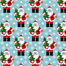 Polycotton Fabric Christmas Santa Xmas Tree Stars Snowflakes Festive - Day (Per Metre)