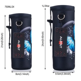 AUPET Water Bottle Carrier,Insulated Neoprene Water bottle Holder Bag Case Pouch Cover 1000ML or 750ML,Adjustable Shoulder Strap, Great for Stainless Steel and Plastic Bottles