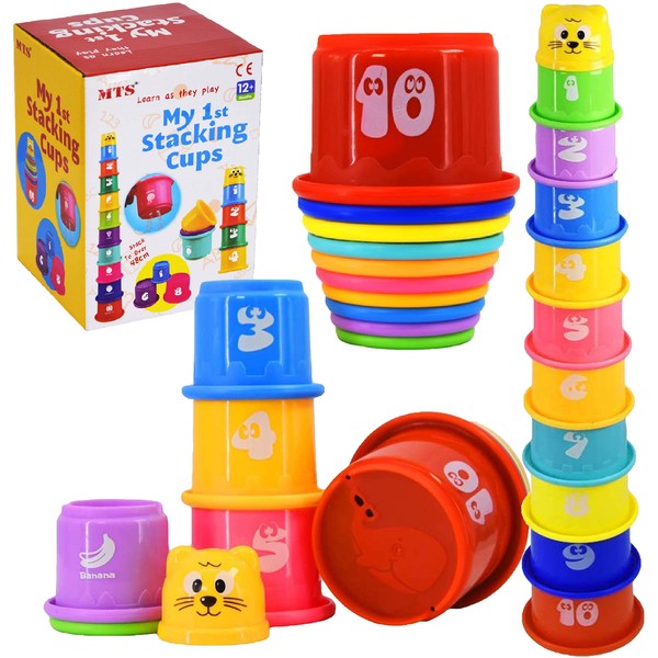 MTS Baby 11 Piece Stacking Cups Stackers Pre-school Learning Toy Stacking Tower Pyramid