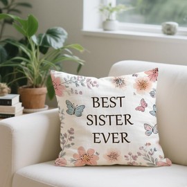 Cirzone Sister Gifts from Sister Brother -18x18Inch Throw Pillow Cover Best Sister Ever Gifts with Gift Box Perfect Birthday for Home Sofa Decor