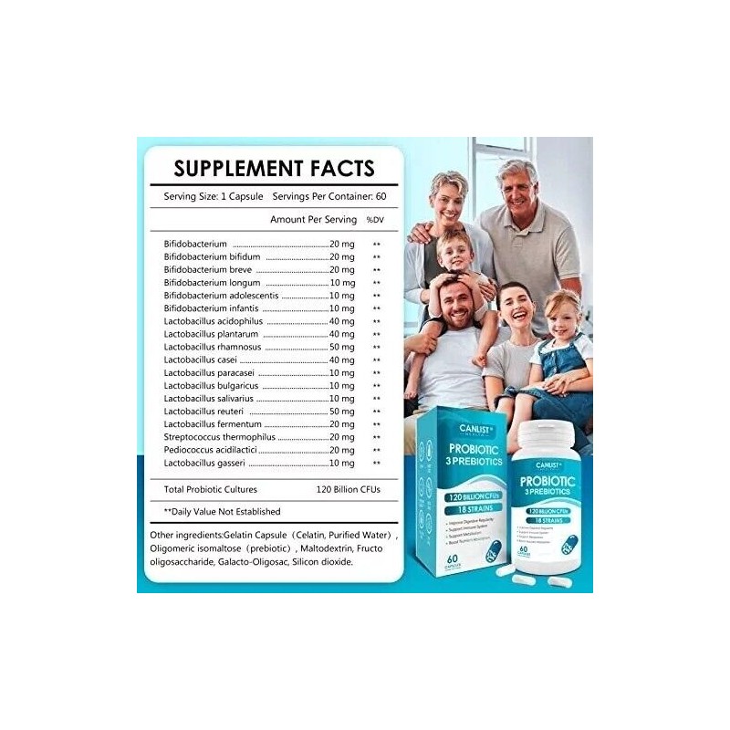 CANLIST 100 Billion Probiotics CFU Potency Gut Health Women Men