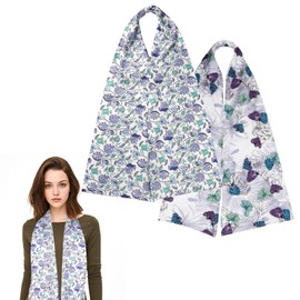 Gloserin 2 Pack Adult Bibs Scarf for Women,Reusable Adult Bibs for Eating with Optional Crumb Catcher, Waterproof Washable (Blue Flowers & Butterfly)