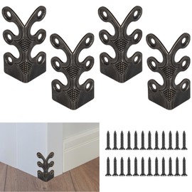 Baseboard Corner Protectors,4 Pcs Vintage Metal Skirting Board Corner Protectors for File Boxes,Bookshelves,Wooden Cases,Jewel Cases Decorative (Blcak)