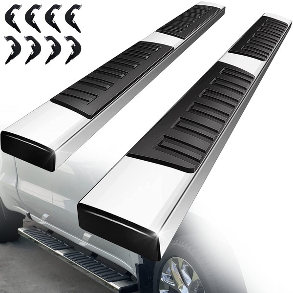 YITAMOTOR 6 inches Running Boards Compatible with 2007-2018 Silverado/GMC Sierra 1500 & 2500HD 3500HD Crew Cab, 2019 Silverado/Sierra 2500HD 3500HD Side Step Nerf Bar (Gas Engine ONLY)