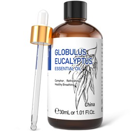 HIQILI Eucalyptus Essential Oil 1 Fl Oz, 100% Pure Natural Therapeutic Grade, Premium Grade Glass Dropper for Diffuser, Humidifier, Air Freshening, Cleaning, Home, Skin
