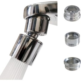Aireador Giratorio para Grifo de Fregadero, Boquilla para Grifo de Cocina y baño, Extensor de Grifo, rociador Giratorio de 360 Grados para Grifo de Fregadero. (Ángulo de 20°, 3 adaptadores)