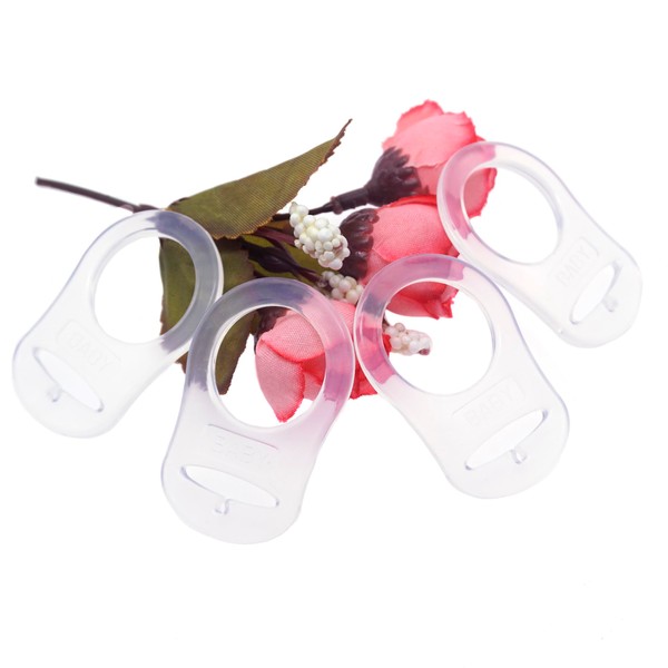 4Pcs Pacifier Adapter Rings Transparent Silicone Rings for Pacifier Clip