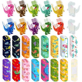 Weewooday 200 Pcs Bulk Kids Bandages Dinosaur Shaped Bandages Fun Children's Adhesive PE Waterproof Flexible Strip Colorful Assorted Styles for Kids Children Toddler