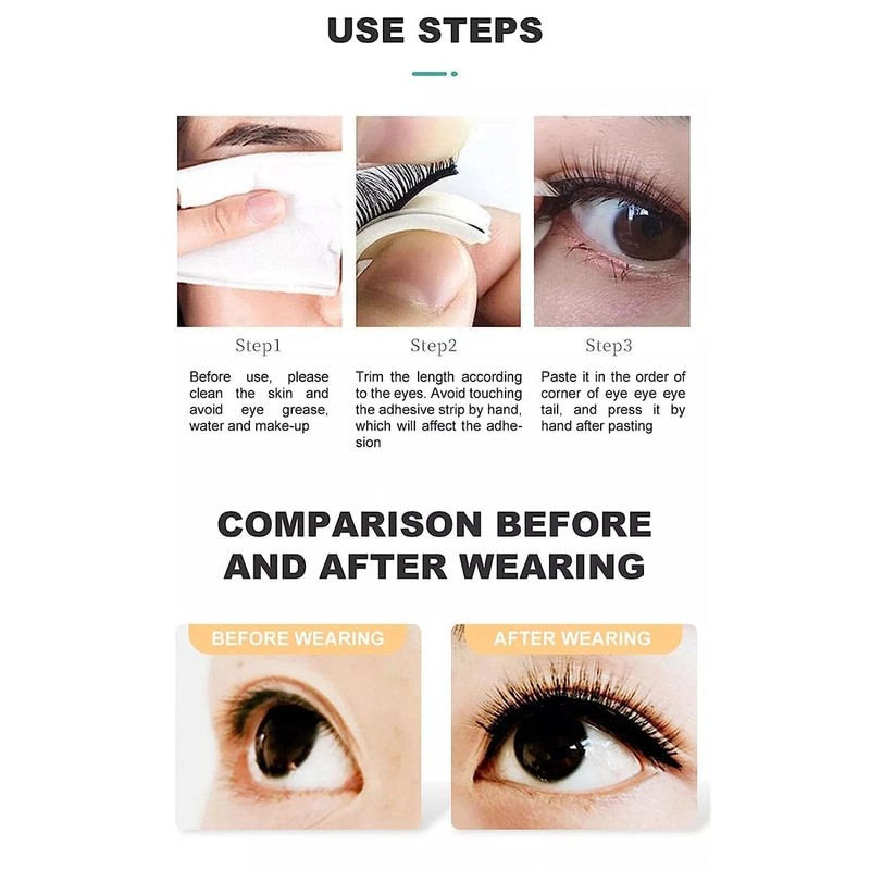 40 Pieces Fake Lashes No Glue Apply False Lashes Eyelash
