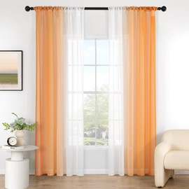 MIULEE Curtains Orange Transparent Living Room Modern Curtain Two-Tone Sliding Curtains Bedroom Set of 2 140 x 245 cm