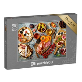 puzzleYOU: Puzzle 500 Piece "Appetizer Table with Italian Antipasti" - From the Kitchen Food and Drink Puzzle Collection