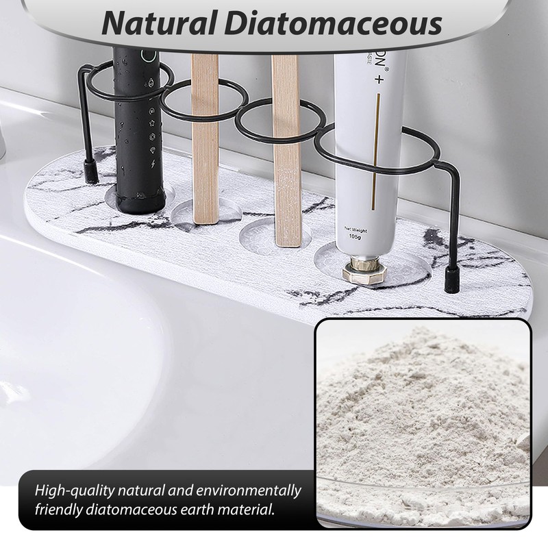 Volminex Toothbrush Holders for Bathrooms, Drying Stone Toothbrush Holder, Diatomite