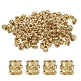 sourcing map 50pcs M4 Threaded Inserts Brass Heat Set Insert M4x5.5mm, OD 6mm Knurled Insert Nuts, 3D Printing Brass Nuts Female Threaded Inserts Nuts