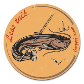 Finest Folia Fish Sticker in Retro Style 10 x 10 cm Fishing Vintage Sticker for Car Boat Fishing Case Fishing Accessories Weatherproof R165 (04 Catfish, Less Talk)