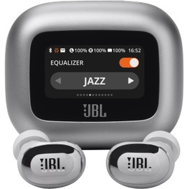 JBL Live Buds 3, Wireless Earbud-Kopfhörer mit Bluetooth, 40 Stunden Akkulaufzeit, True Adaptive Noise Cancelling und hochauflösendem JBL Signature Sound, IP55 wasserfest, Silber