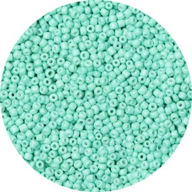 Yholin 2000pcs Glass Seed Beads Bulk,4mm 6/0 Craft Seed Beads Small Pony Beads for DIY Craft Project Bracelet Necklace Jewelry Making - Tiffany Green Waist Beads Spacer Beads with Tweezers