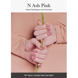 ohora Semi Cured Gel Nail Strips (N Ash Pink) - Works with Any Nail Lamps, Salon-Quality, Long Lasting, Easy to Apply & Remove - Includes 2 Prep Pads, Nail File & Wooden Stick - Pink