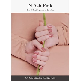ohora Semi Cured Gel Nail Strips (N Ash Pink) - Works with Any Nail Lamps, Salon-Quality, Long Lasting, Easy to Apply & Remove - Includes 2 Prep Pads, Nail File & Wooden Stick - Pink