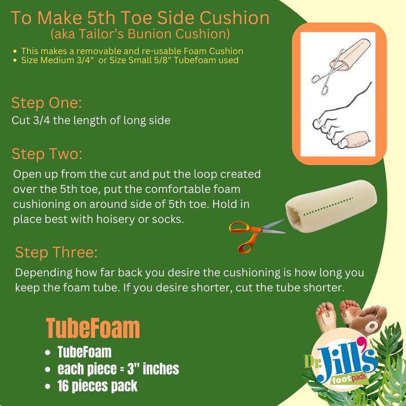 Dr. Jill's Foot Pads, Y1954, Tubefoam, 3 Inch Pieces, 16