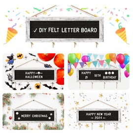 CJIAWYS Picture Frames Collage Wall Decor Photo Frames Collage for Wall Decor, Rustic Felt Letter Board with 340 Letters and 30 Clips, Unique DIY Picture Frame Photo Organizer, Gifts for Teen Girls