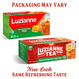 Luzianne Decaffeinated Iced Tea Bags, Family Size, Unsweetened, 48 Count Box, Specially Blended For Iced Tea, Clear & Refreshing Home Brewed Southern Iced Tea