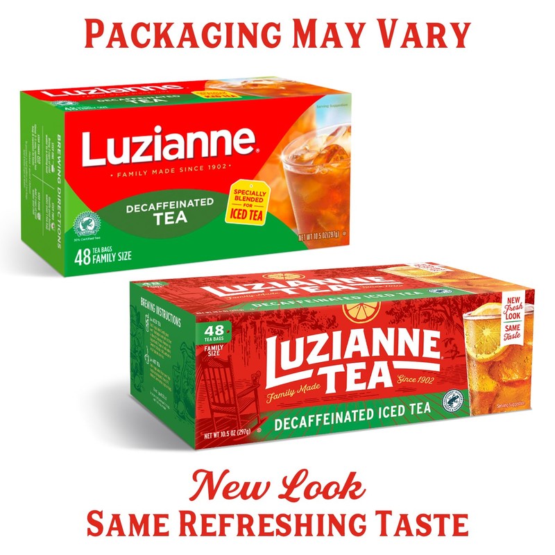 Luzianne Decaffeinated Iced Tea Bags, Family Size, Unsweetened, 48 Count