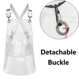 Farady Transparent Clear Apron for Hair Stylist Beauty Salon with 3 Pockets Cross Back Adjustable Shoulder Strap TPU Waterproof Barber Work Apron 60cm/23.6''Long