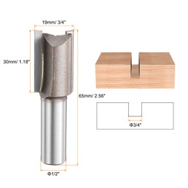 QUARKZMAN 2 Stück Gerade Fräser Bit 1/2" Schaft 3/4" Schneiddurchmesser, 2 Schneiden 1,18" Schneidlänge YG6 Karbidfräser mit PTFE Hitzebeständige Beschichtung, Holzbearbeitung Nutfräser Bit