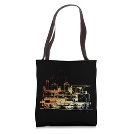 Locomotive Drawing Vintage Look Railway Fan Tote Bag