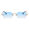 qinqilanqi-S Frameless Sunglasses for Men and Women, Retro Metal Sunglasses,