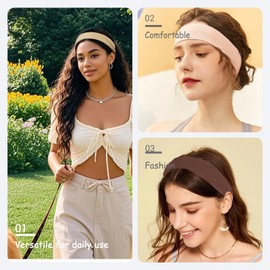 Headbands for Women Non Slip, 9Pcs Soft Elastic Hair Bands for Women's Hair, Fashion Stretchy Fabric Sweat Bands Headbands for Daily Workout Yoga Running Sports