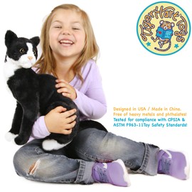 TigerHart Tate The Tuxedo Cat - 14 Inch Stuffed Animal Plush Black and White Kitten