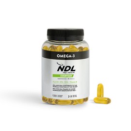 NDL Pro-Health Omega 3 – Fischöl mit hoher Konzentration an EPA und DHA – Reines Ergänzungsmittel für die Gesundheit des Herzens, des Gehirns, der Augen und der Gelenke – 120 Kapseln