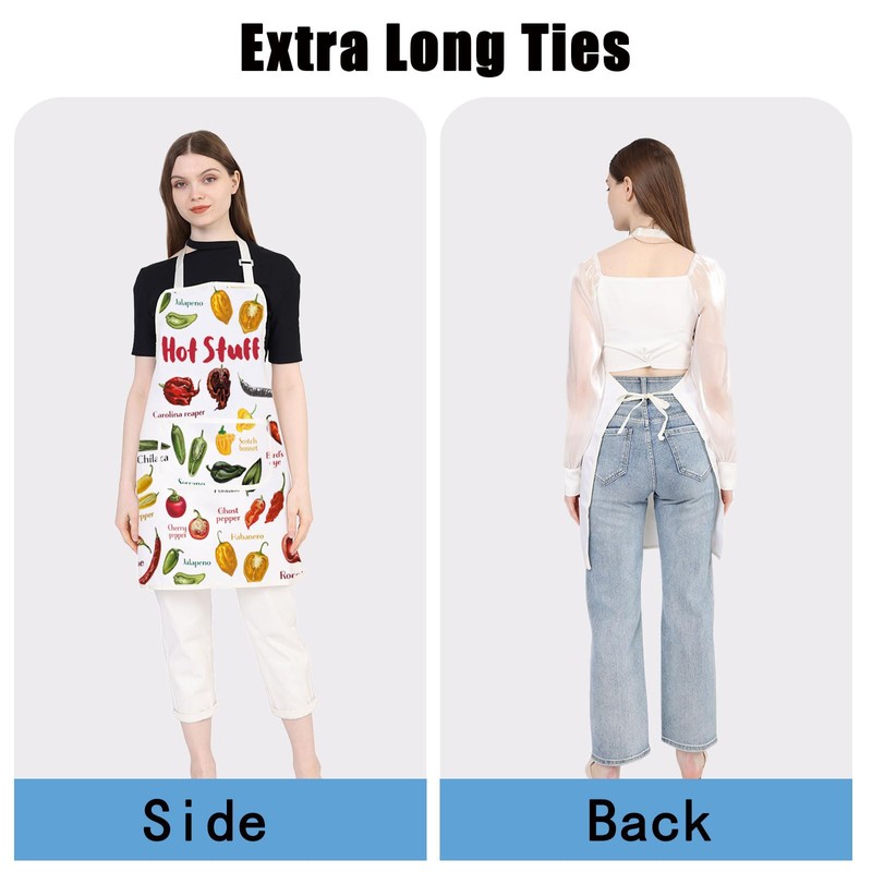JXGZSO Hot Stuff Chili Pepper Apron Cooking Chef Apron with