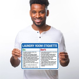 Laundry Room Etiquette Dos and Do Nots Sign, 10x14 Inches, 55 mil Thick HDPS (high Density polystyrene), Made in USA