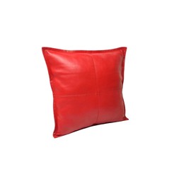 KUIRMODA Lambskin Leather Pillow Cover - Sofa Cushion Case - Decorative Throw Covers for Living Room & Bedroom, 18 x 18 Inches - Red Box Pack of 2