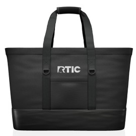 RTIC Everyday Insulated Tote Bag, Large Reusable Thermal Cooler with Zippered Top for Beach, Grocery, Shopping, Camping, Picnic, Travel, 35 L Capacity, Black