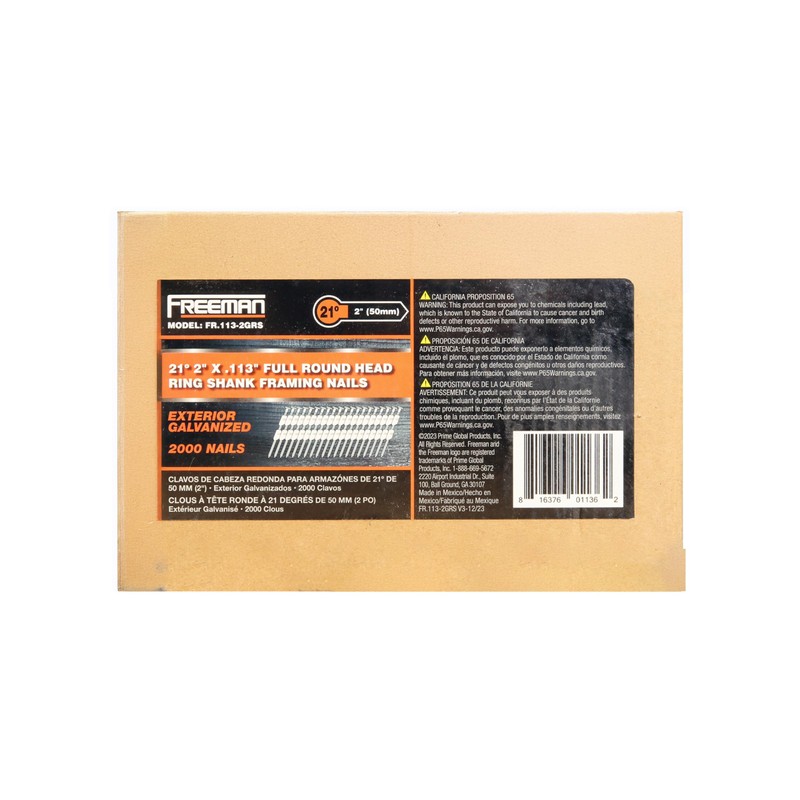 Freeman 21° .113" x 2" Plastic Collated Galvanized Ring Shank