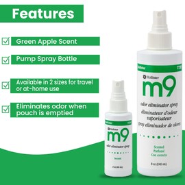Hollister 7734 m9 Odor Eliminator Spray, Green Apple Scent, 2 oz Bottle, 1 Pack – Ostomy Spray, Ostomy Supplies, Odor Neutralizer