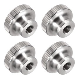 QUARKZMAN M6 Knurled Thumb Nuts x 4 Pieces Female Thread Round Nuts Fastener for Machines [Silver Tone 304 Stainless Steel]