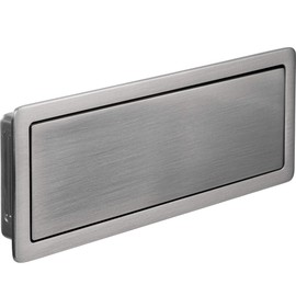 Gedotec Raso Recessed Handle for Kitchen Furniture Doors, Sliding Door Handle with Flap for Kitchen - Nickel-Plated Metal Flush Pull for Cupboards and Drawers - 1 Piece - Designer Furniture Handle, Square, with Screws