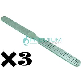 3× PREMIUM INSTRUMENTS Foot Nail File 4 Sided 6" Stainless Steel Instruments