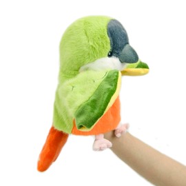 BABY FRANKIEZHOU Soft Plush Parrot Hand Puppets, Bird Stuffed Animal Hand Puppets for All Age, Interactive Toys, Role Play, Brithday,Teaching Tools，Green and Orange