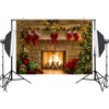 Aisnyho Christmas Backdrop Xmas Fireplace Backdrops Red Sock Gifts for