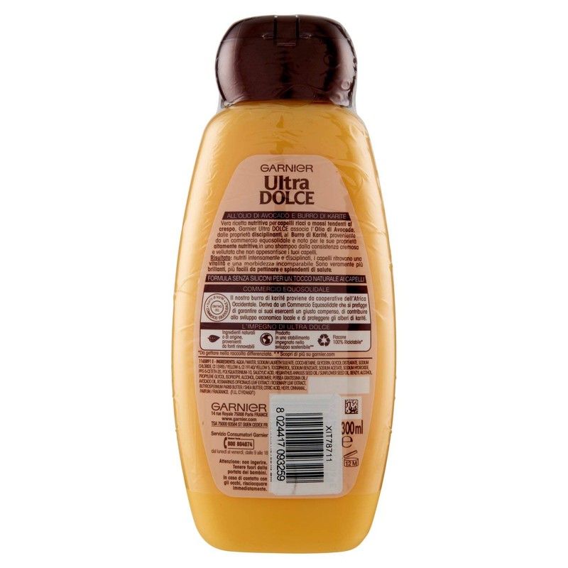 Garnier Ultra Dolce Shampoo mit Avocadoöl und Karité-Butter für lockiges