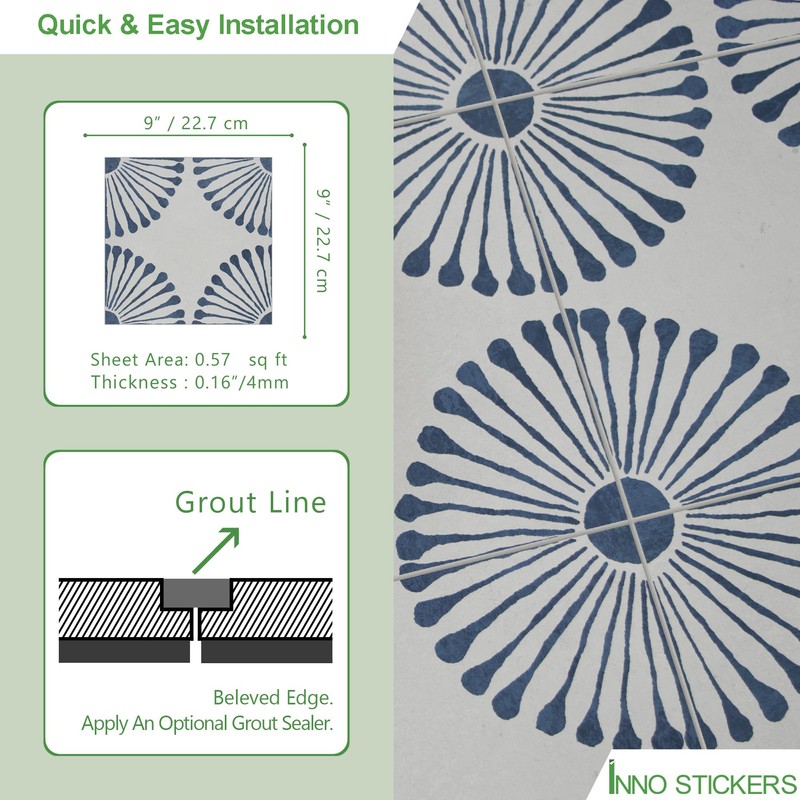 INNO STICKERS 16-Sheet Peel and Stick Floor and Wall Tile,