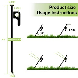 RINVEE 16 Pack Tent Stakes Heavy Duty Forged Steel Camping Stakes for Ground Outdoor Decorations Canopy