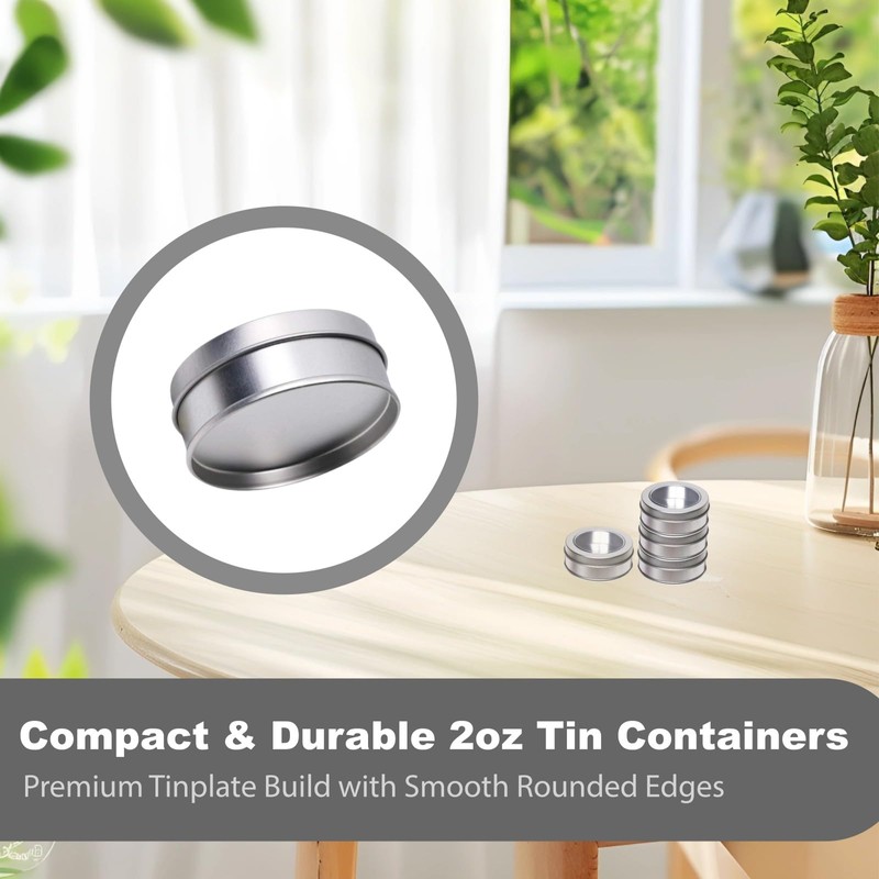 YKEBVPW 4Pcs 2oz Tins with Lids Small Round Empty Metal