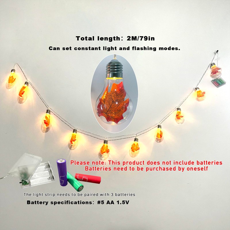 Fall Thanksgiving Decorations Fall Pumpkin Maple Leafed String Light, Fall